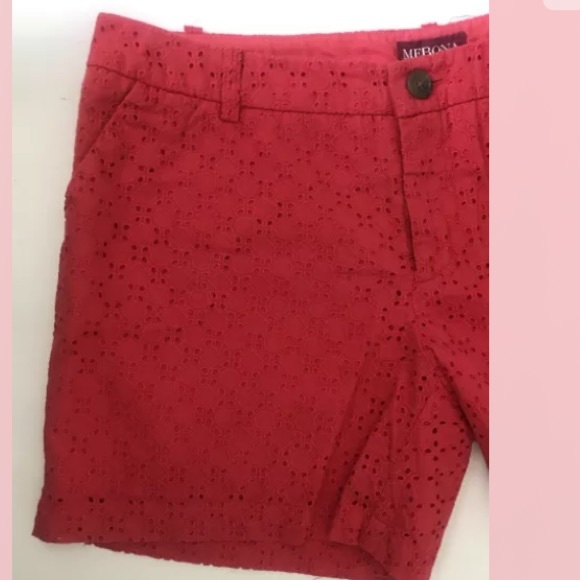 Merona Women’s Red Eyelet Sailor Shorts 8 - Picture 7 of 8